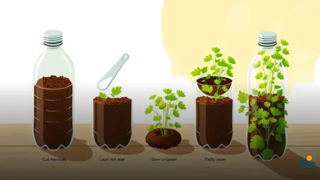 como plantar coentro em garrafa pet
