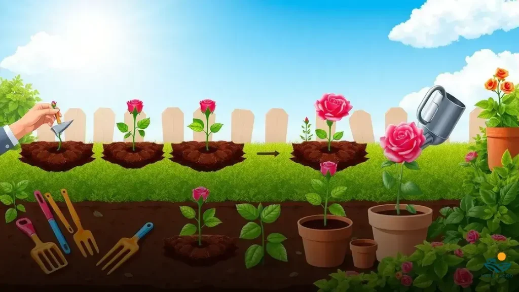 como plantar galho de rosa
