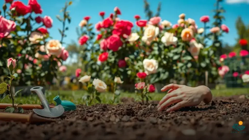 como plantar rosas no chão