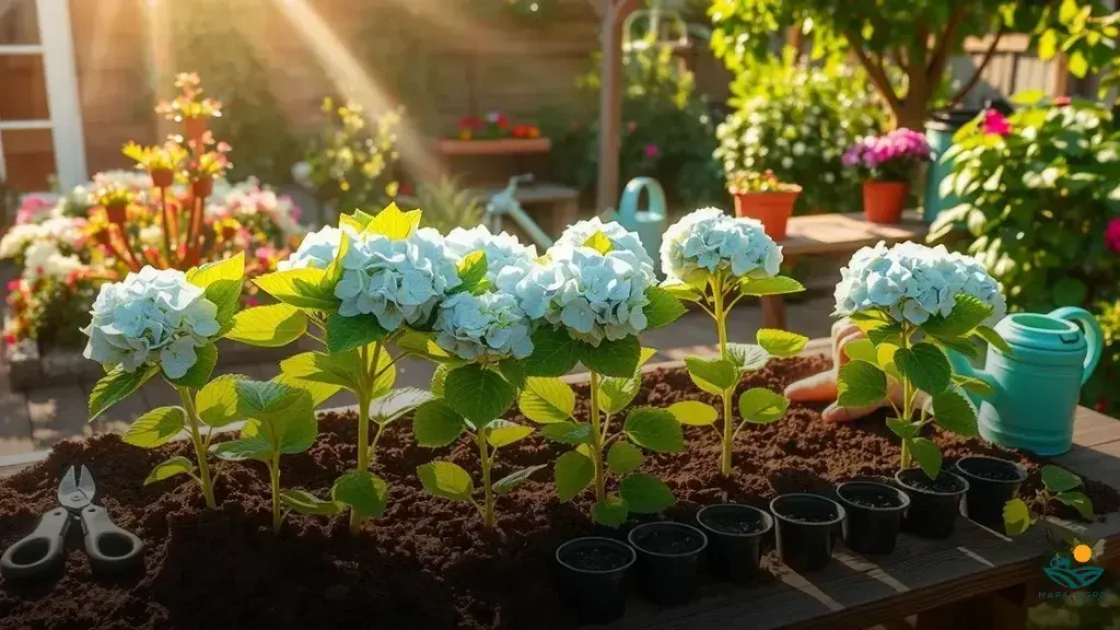 como fazer muda de hortensia
